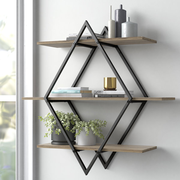 30”x26” lintiz Wood and store Metal floating shelf -Kate & laurel